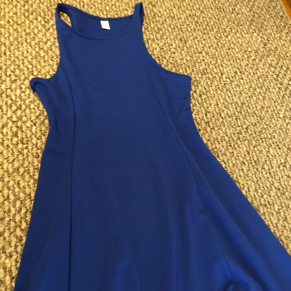 Navy blue mid-length cotton dress